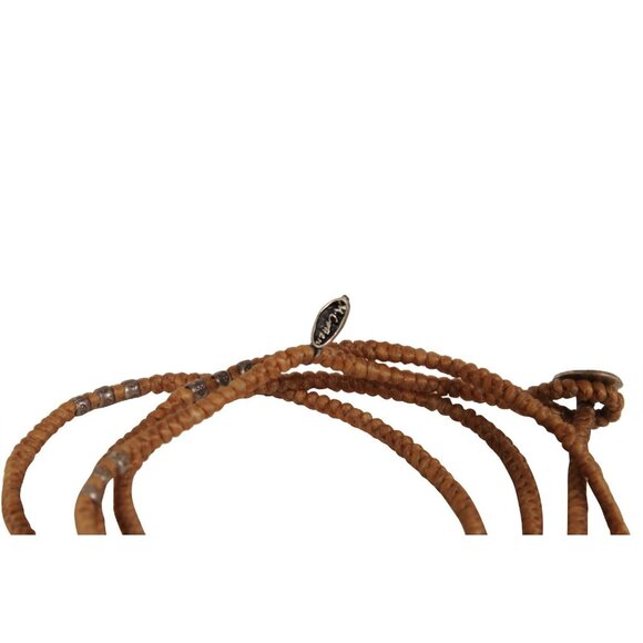M Cohen Beaded Cord Convertible Wrap Bracelet Brown .925 Gunmetal Gray Necklace - Picture 5 of 6